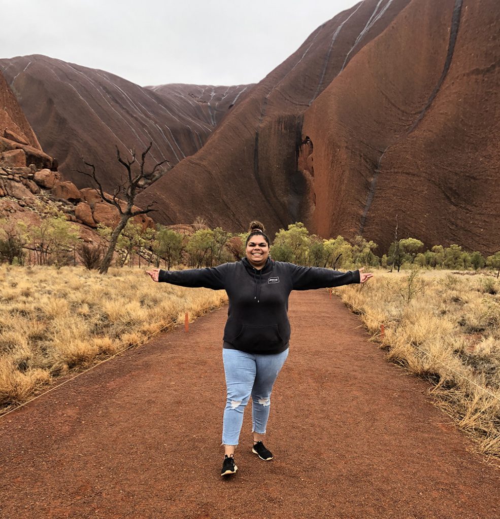 EyrePlus participant Stephanie in Uluru. 